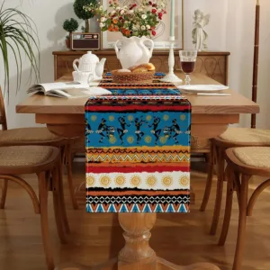 Chemin de table africain avec motifs symboliques