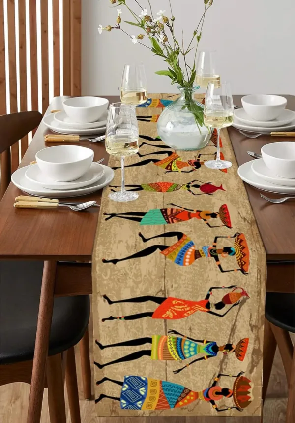 chemin-de-table-tissu-africain-1 Chemin de table en tissu africain coloré et stylé