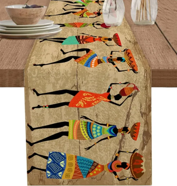Chemin de table unique en tissu aux designs africains