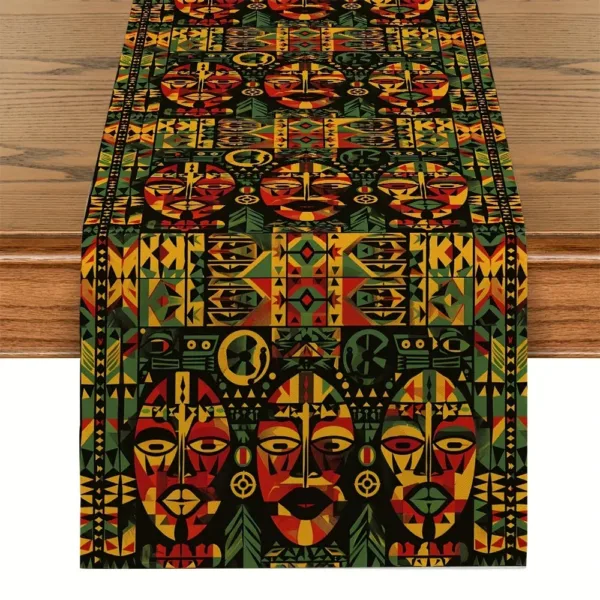 chemin-de-table-totems-africains-1 Chemin de table africain avec motifs totems colorés