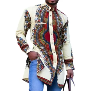 Dashiki homme style africain en manches longues