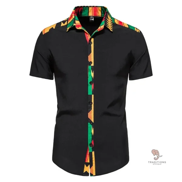 chemise-africaine-homme-ankara-a-manches-courtes-1 Chemise Africaine Homme Ankara Manches Courtes