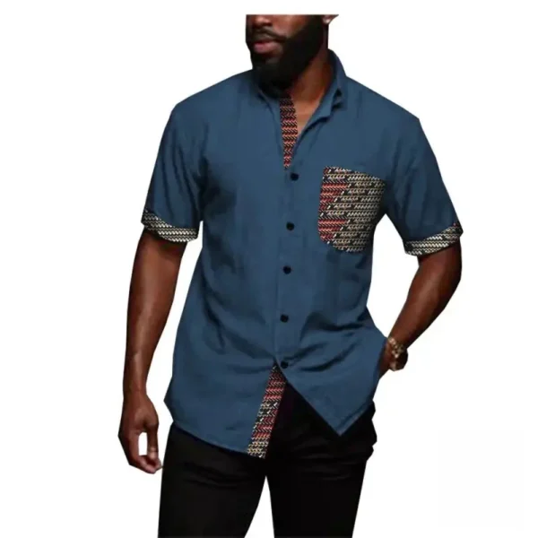 chemise-africaine-homme-casual-1 Chemise Africaine Homme Casual en coton léger et coloré