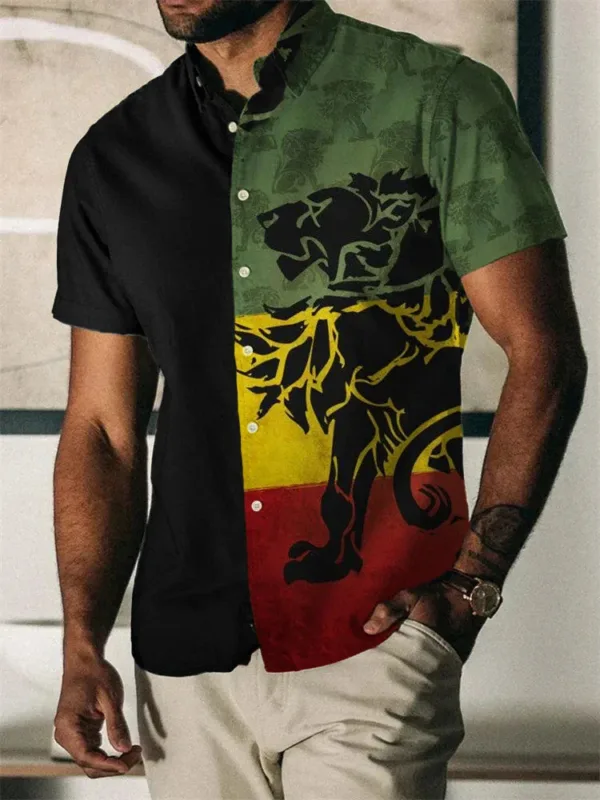 Vêtement homme, chemise à motifs et coupe droite