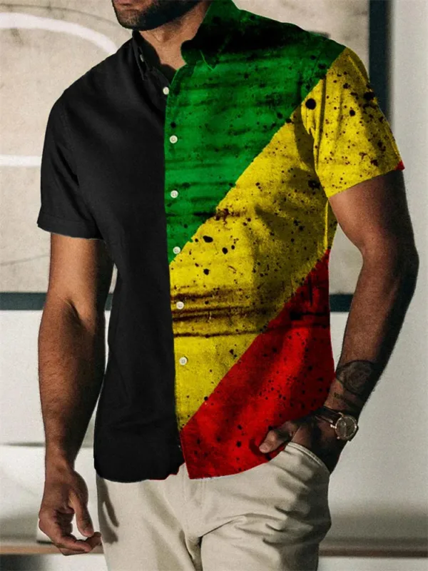 Vêtement homme, chemise avec motifs africains