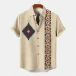 Chemise élégante en Lin pour homme, influence africaine