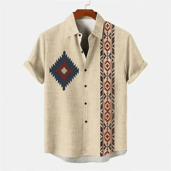 Chemise élégante en Lin pour homme, influence africaine