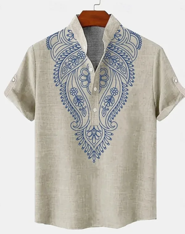 Chemise homme tendance été avec motifs ethniques