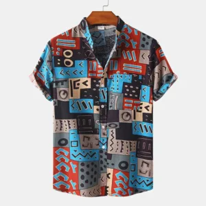 Chemise géométrique traditionnelle pour homme