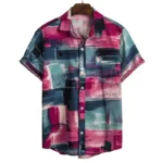 Chemise homme avec designs géométriques colorés