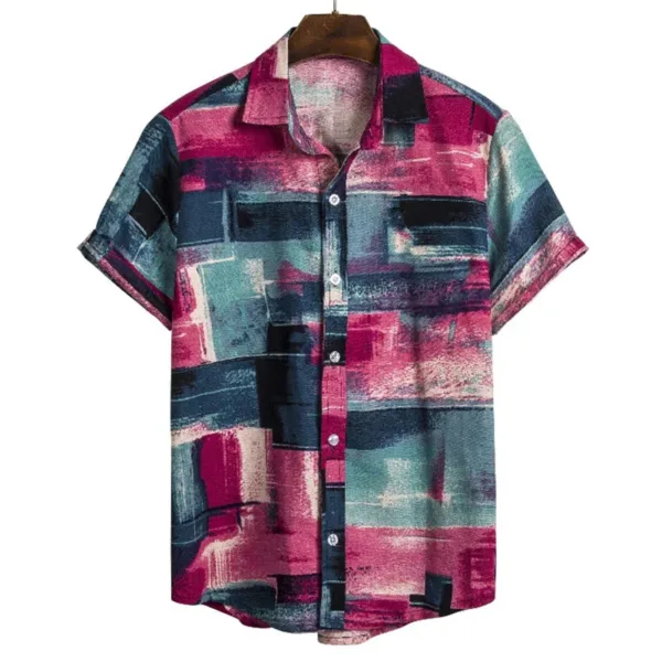 Chemise homme avec designs géométriques colorés