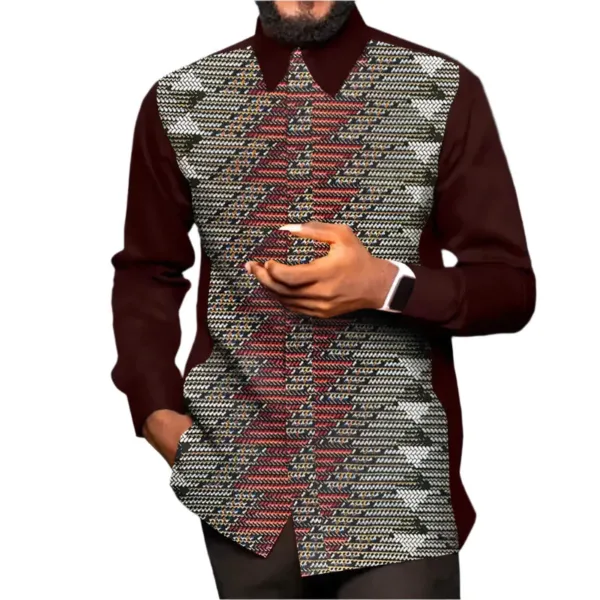 chemise-africaine-homme-habillee-1 Chemise africaine homme habillée au design élégant et coloré