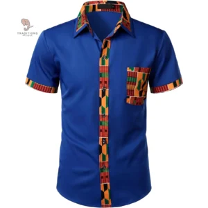 Chemise Kente Homme Manches Courtes en tissu africain
