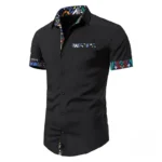 Chemise Africaine Homme Manche Courte en tissu traditionnel