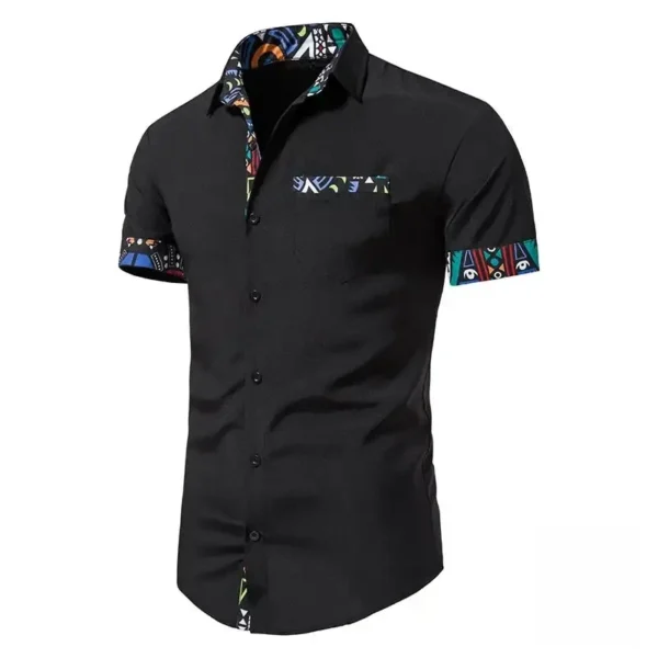 chemise-africaine-homme-manche-courte-1 Chemise Africaine Homme Manche Courte en tissu traditionnel
