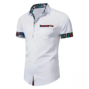 Chemise courte avec motifs africains pour homme