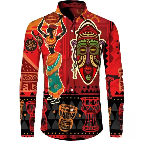 Chemise traditionnelle africaine pour homme à manches longues