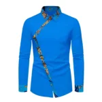 Chemise africaine bleue à manches longues pour homme