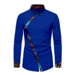 Chemise africaine homme bleue foncée à manches longues