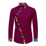 Chemise Africaine Homme Bordeaux Manche Longue