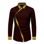Chemise africaine marron homme à manches longues