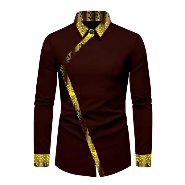 chemise-africaine-homme-manche-longue-marron-1 Chemise africaine marron homme à manches longues