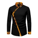 Chemise Africaine Homme Noire à Manches Longues
