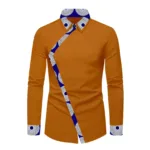 Chemise africaine homme orange à manches longues