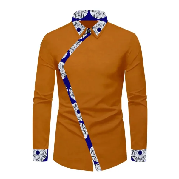 chemise-africaine-homme-manche-longue-orange-1 Chemise africaine homme orange à manches longues