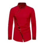 Chemise rouge africaine homme à manches longues