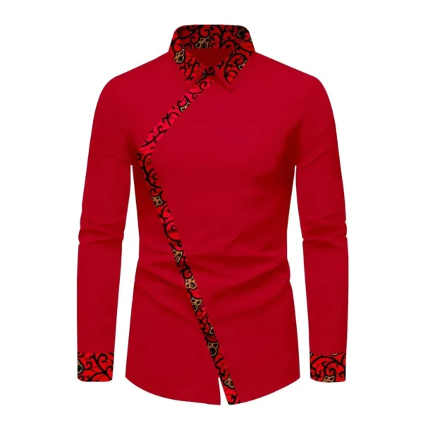 chemise-africaine-homme-manche-longue-rouge-1 Chemise rouge africaine homme à manches longues