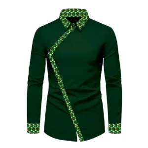 Chemise Africaine Homme Manche Longue Verte