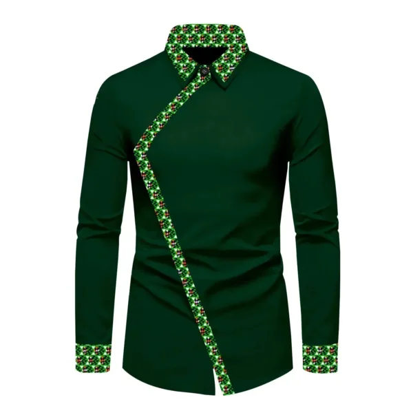 chemise-africaine-homme-manche-longue-vert-1 Chemise Africaine Homme Manche Longue Verte