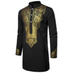 Chemise africaine blanche et dorée pour homme - vue 2