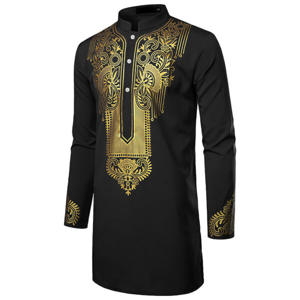 Chemise africaine blanche et dorée pour homme - vue 2