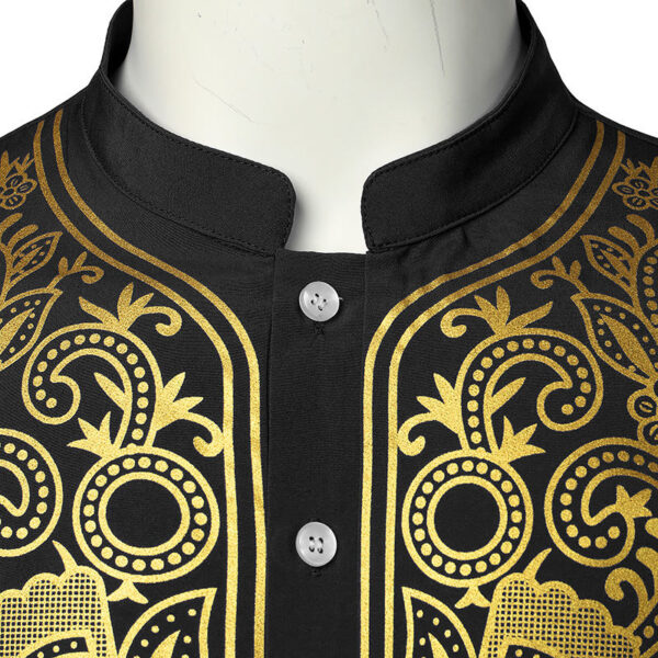 Chemise africaine blanche et dorée pour homme - vue 5