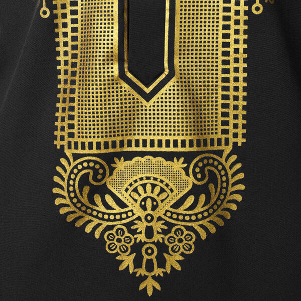 Chemise africaine blanche et dorée pour homme - vue 6