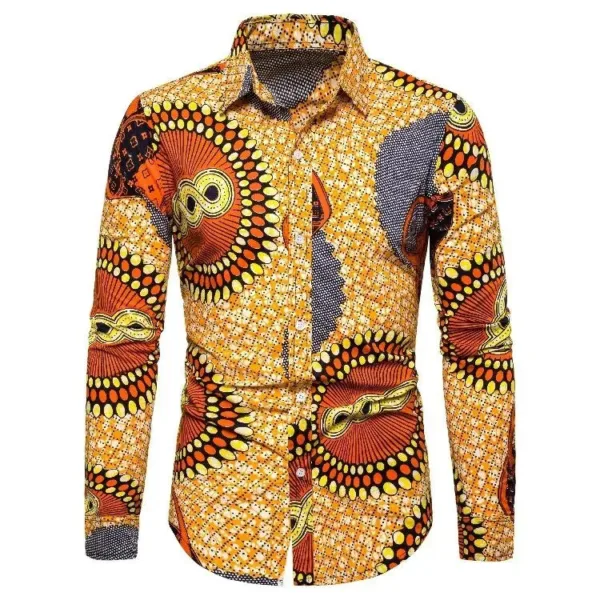 chemise-africaine-manches-longues-marron-clair-1 Chemise Africaine Manches Longues Marron Clair pour homme