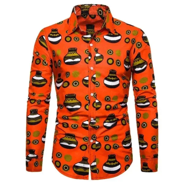 chemise-africaine-manches-longues-rouge-1 Chemise Africaine Rouge Manches Longues pour Homme
