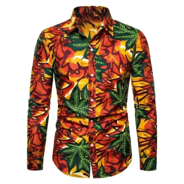 chemise-africaine-manches-longues-rouge-vert-1 Chemise africaine rouge et verte à manches longues pour homme