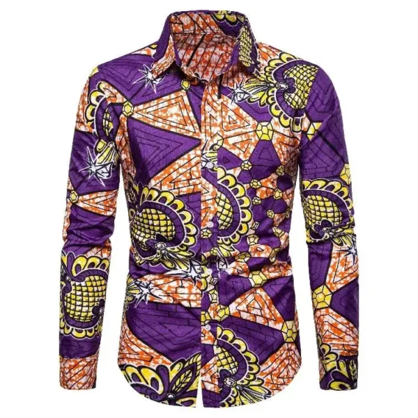 chemise-africaine-manches-longues-violette-1 Chemise Africaine Violette Manches Longues pour Homme