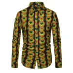 Chemise africaine manches noires et vertes pour homme