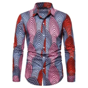 Chemise Africaine Homme Rouge et Grise