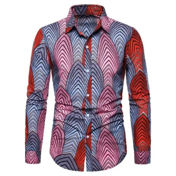 chemise-africaine-manches-rouge-grise-1 Chemise Africaine Homme Rouge et Grise