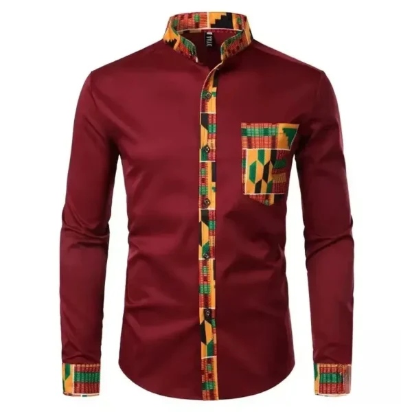 Chemise élégante à col, style africain pour homme