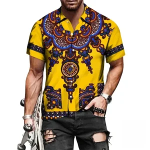 Chemise africaine pour homme avec motif coloré