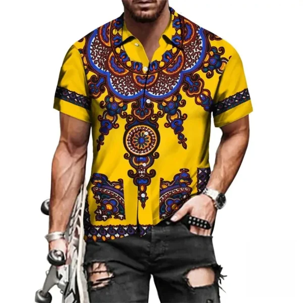 Chemise africaine pour homme avec motif coloré