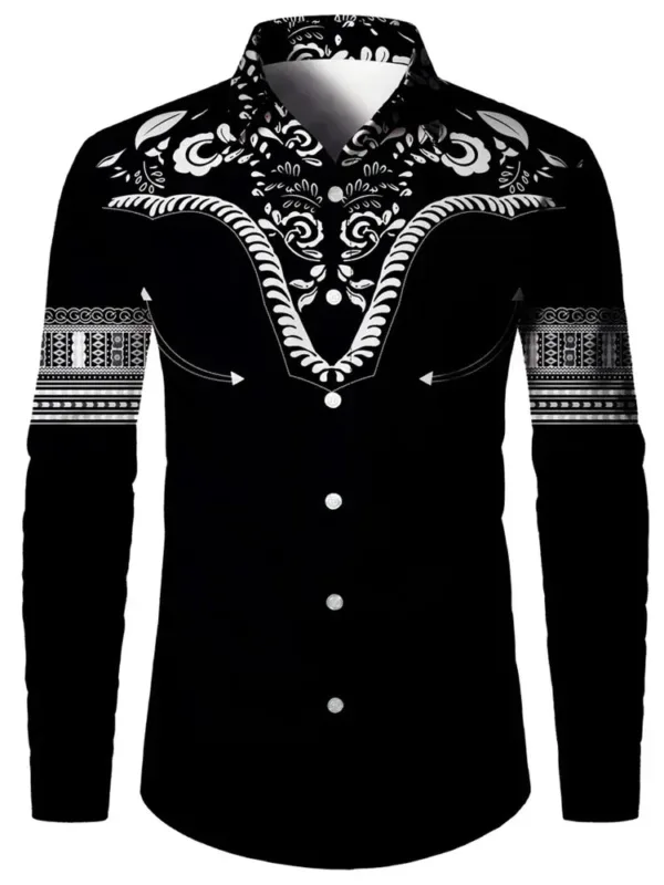 Mode Ethnique Masculine Chemise à Imprimé