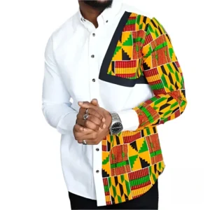 Chemise homme au design brodé inspiré de l'Afrique
