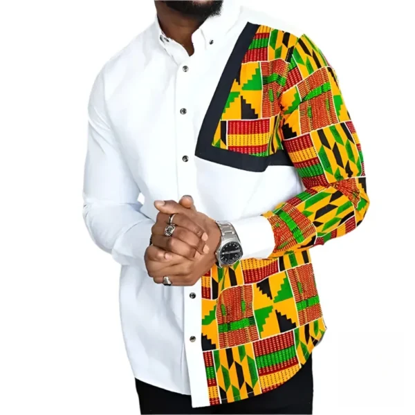 Chemise homme au design brodé inspiré de l'Afrique